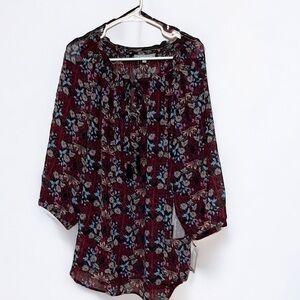 Daniel Rainn blouse, burgundy with florals, size 3x